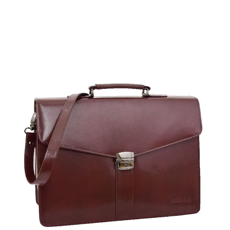 Foldable briefcases for easy storageMens Leather Flap Over Briefcase Dunkirk Brown