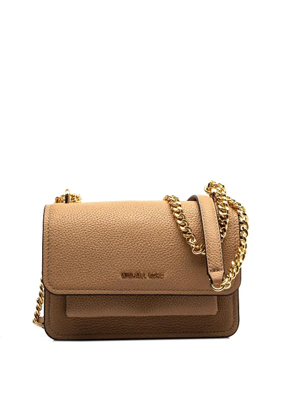 Convertible men's crossbody bag that can be worn as a shoulder bagMICHAEL Michael Kors Claire Pebbled Leather Mini Crossbody Bag, Camel