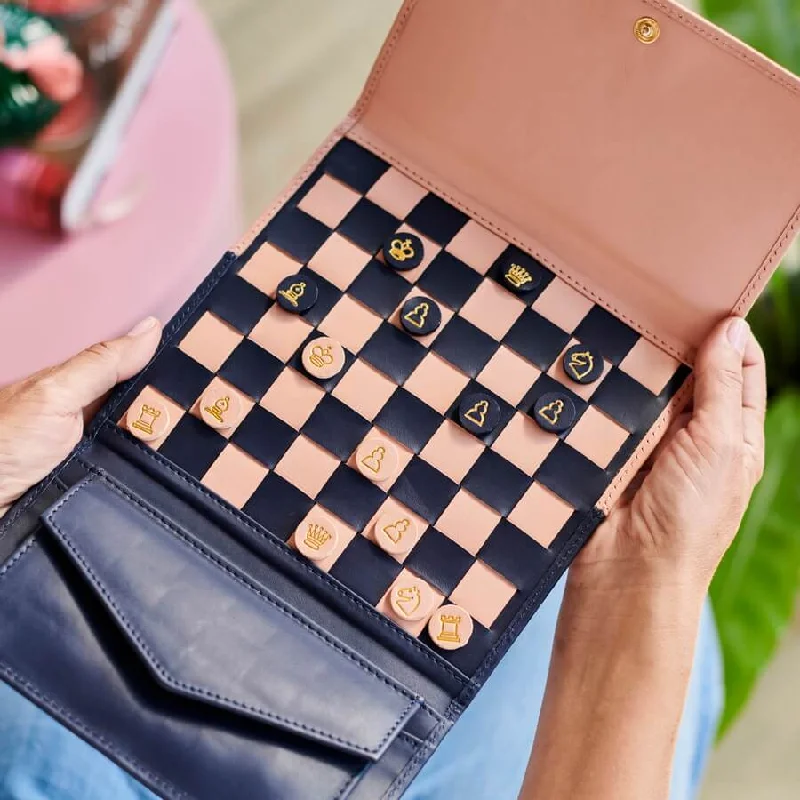 Travel bag with a detachable toiletry pouch for conveniencePersonalised Leather Chess Set