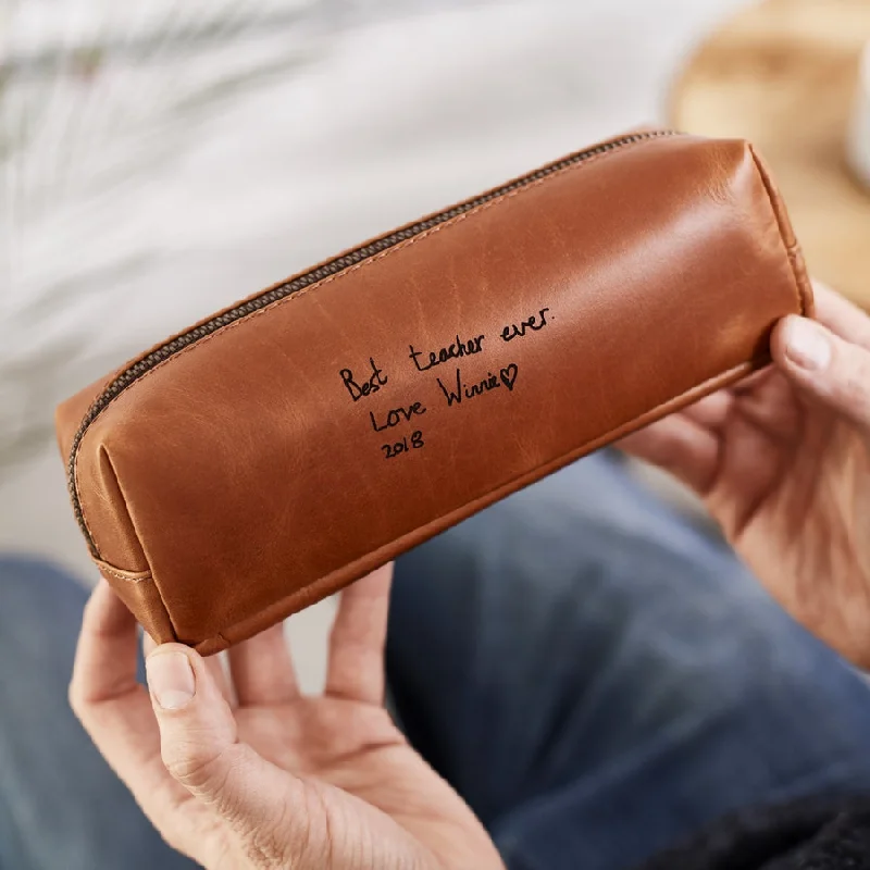 Rolling travel bag with adjustable telescopic handle for different user heightsPersonalised Teachers 'Thank You' Leather Pencil Case