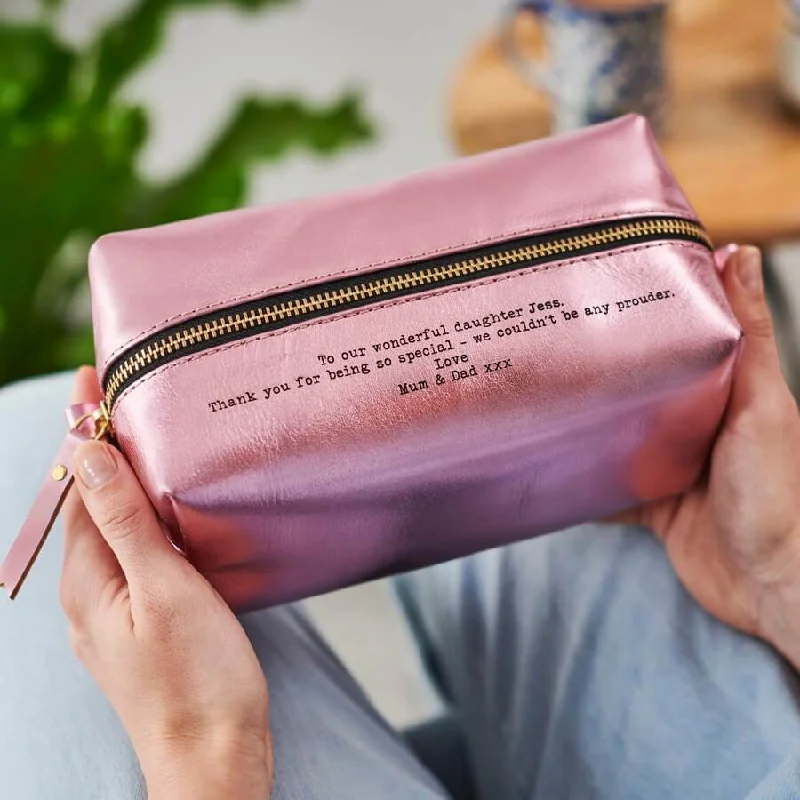 Waterproof canvas travel bag suitable for beach and outdoor vacationsPersonalised Womens Leather Wash Bag with Secret Message