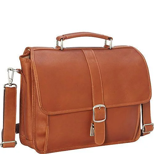 Foldable briefcases for easy storagePiel Leather Small Flap-Over Laptop Brief