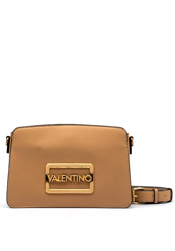 Men's leather crossbody bag with antique brass hardware for a vintage lookValentino Princesa Rectangle Shoulder Bag, Beige