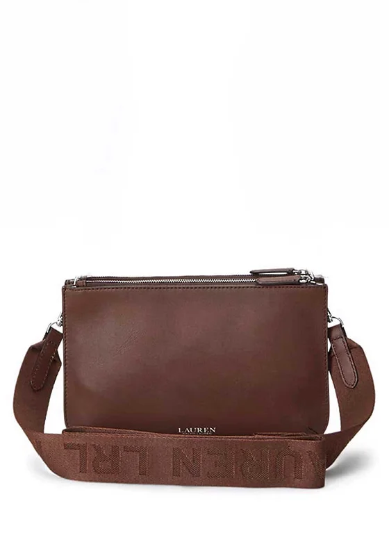 Vintage - inspired men's crossbody bag with a distressed finishRalph Lauren Landyn Leather Crossbody Bag, Dark Mahogony