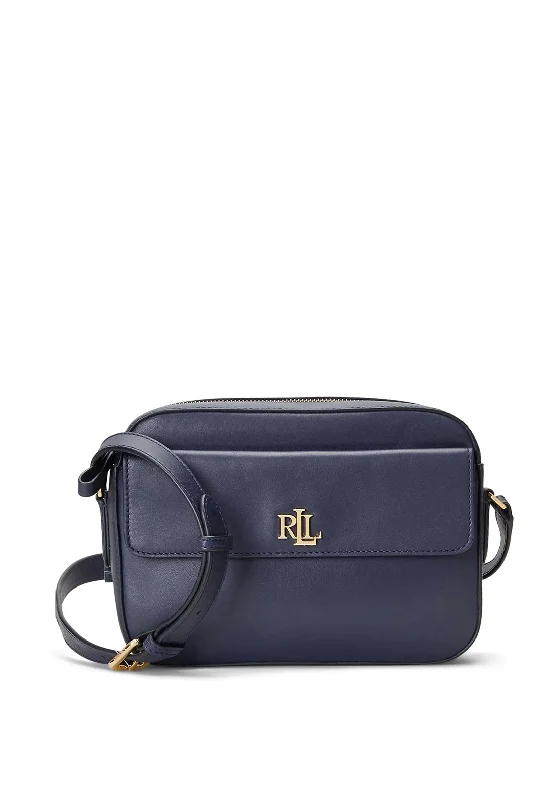 Convertible men's crossbody bag that can be worn as a shoulder bagRalph Lauren Marcy Leather Small Camera Bag, Navy