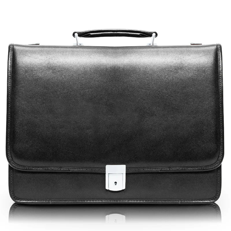 Foldable briefcases for easy storageRIVER NORTH | 15” Leather Triple-Compartment Laptop Briefcase