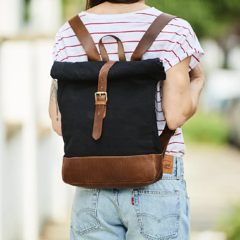 Black Canvas with Tan Leather