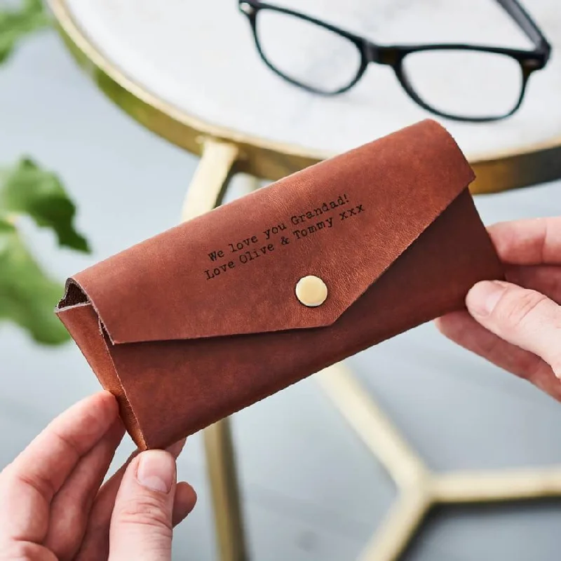 Designer - branded leather travel bag for luxury business travelersSecret Message Leather Glasses Case