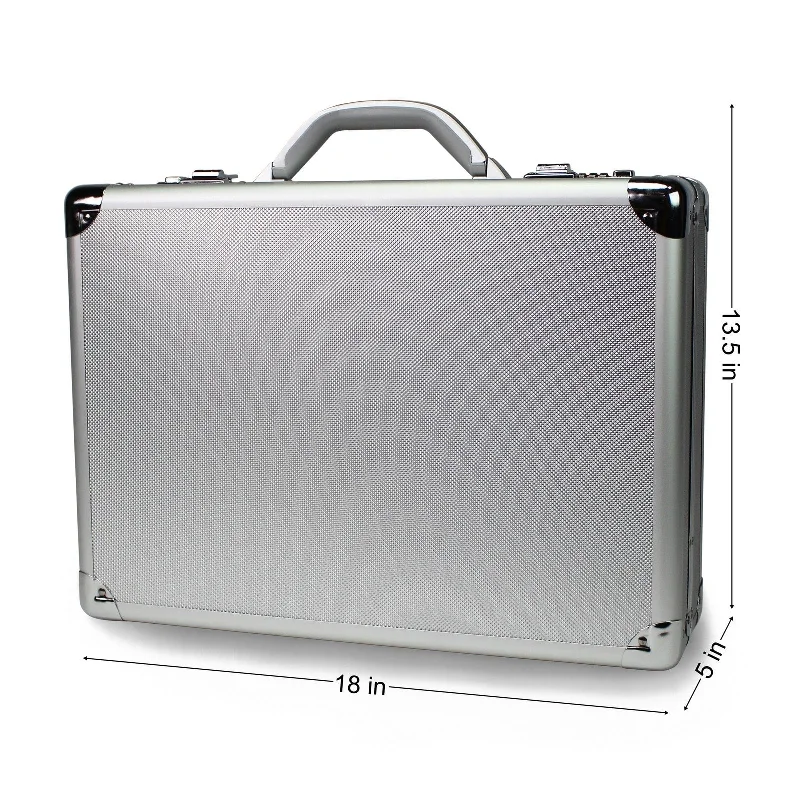 Anti - theft travel bag with RFID - blocking pockets for personal safetySilver Aluminum Business Attache Laptop Computer Case