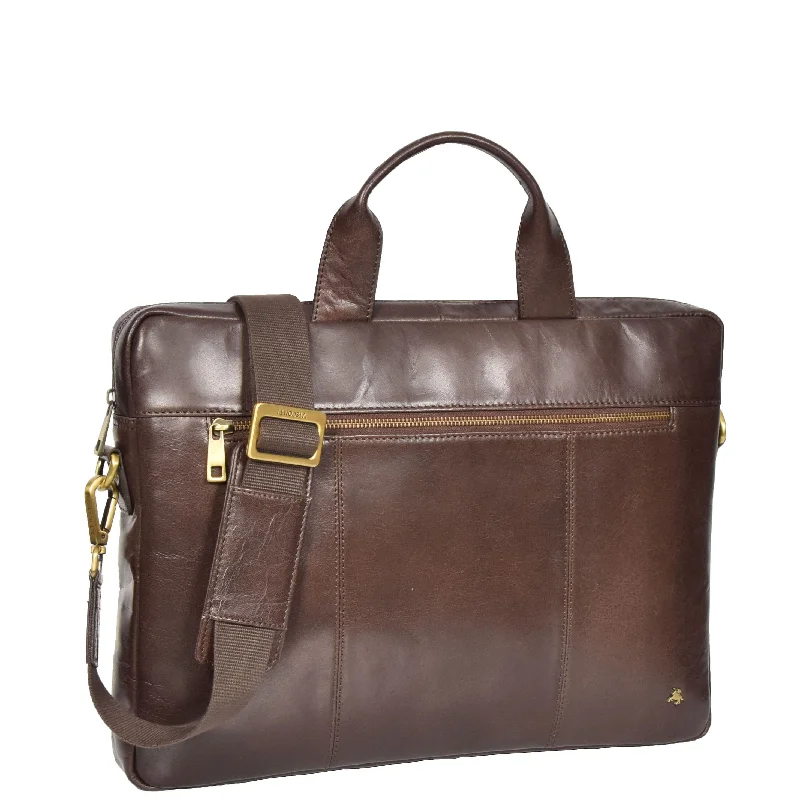 Vintage-style briefcases for a classic lookSlimline Cross Body Leather Briefcase Vernon Brown