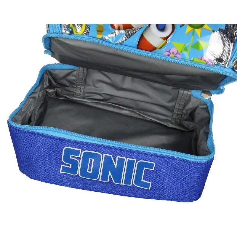 Travel bag with a built - in power bank charger for on - the - go device chargingSonic The Hedgehog I'm Outta Here Dual Compartment Insulated Lunch Box Bag Tote - One Size Fits Most