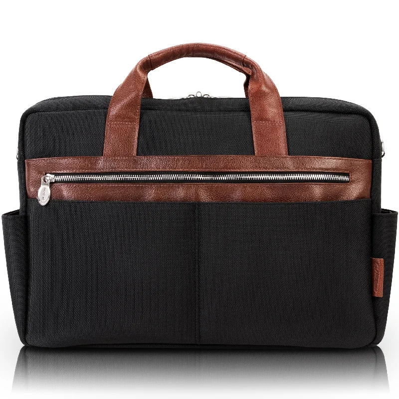 Luxury briefcases for women in the workplaceSOUTHPORT | 17” Nylon Two-Tone Laptop Briefcase