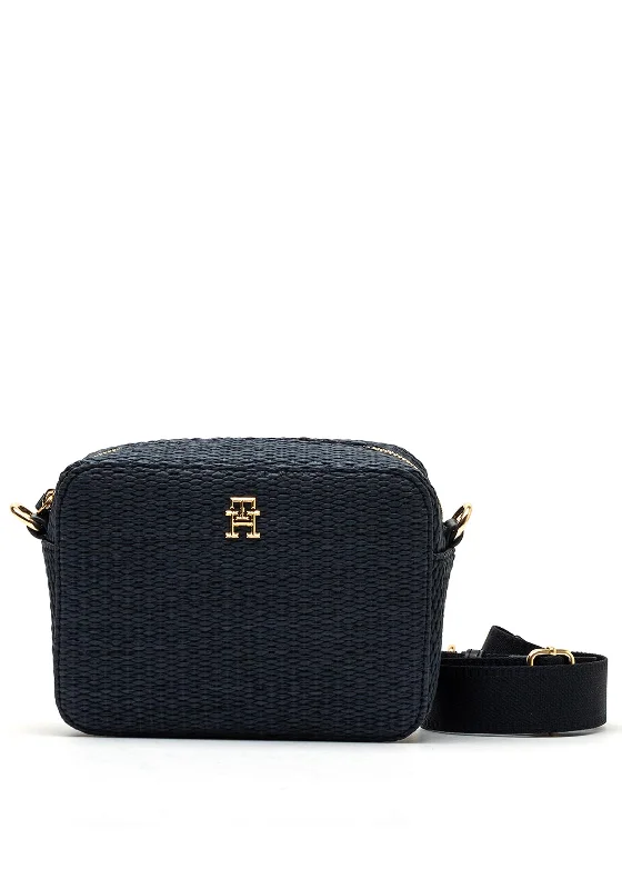 Designer men's crossbody bag with a unique pattern or logoTommy Hilfiger City Woven Mono Small Crossbody Bag, Space Blue