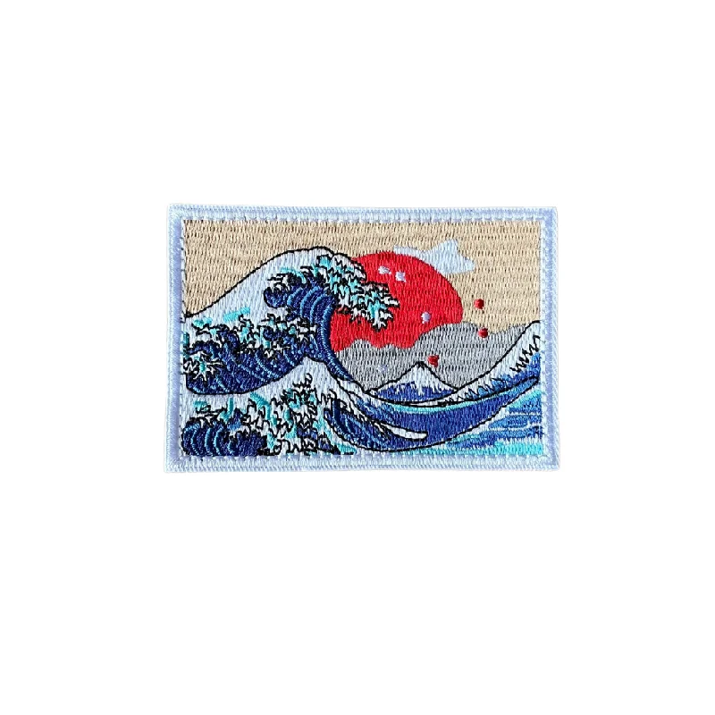 Expandable hard - shell polycarbonate travel bag for long - term international tripsThe Meniacc Great Wave Embroidered Velcro Patch