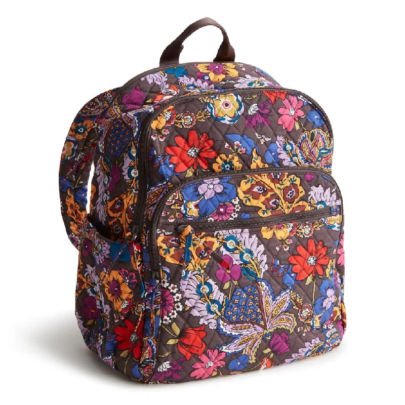 Men's hiking backpack with hydration bladder sleeve for staying hydratedVera Bradley : Bancroft Backpack - Colorful Bouquet in Cotton Gabardine