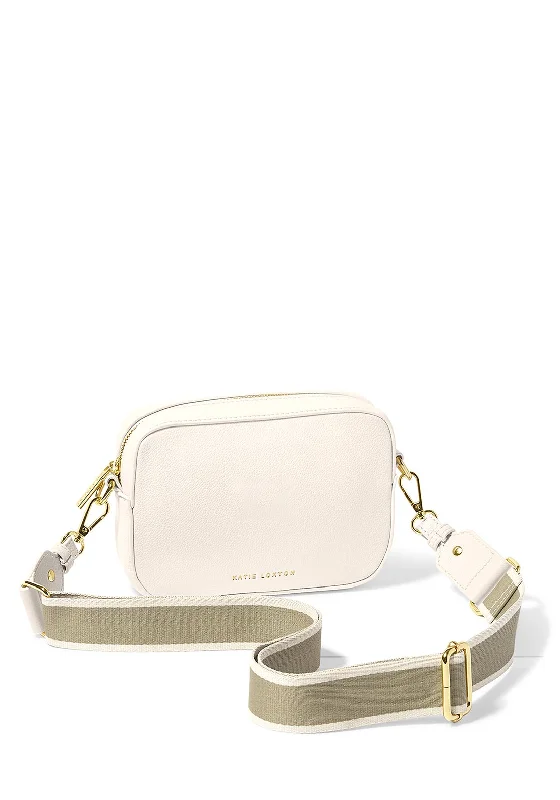 Men's crossbody bag with a padded laptop sleeve for commutingKatie Loxton Zana Mini Canvas Strap Crossbody Bag, Off White